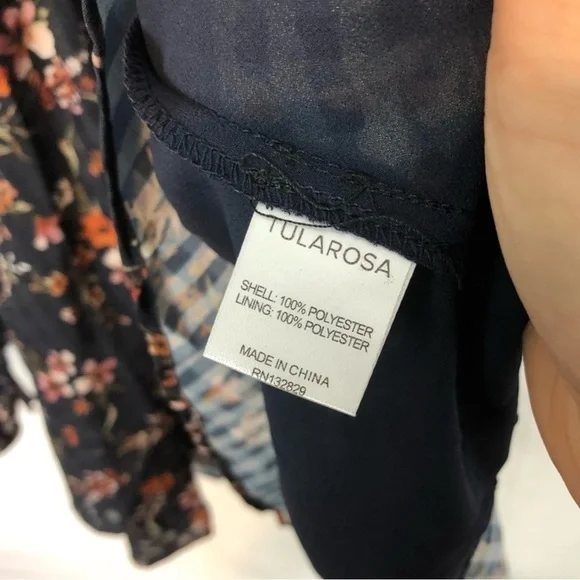 Tularosa Dee Dee Shift Long Sleeve Mini Dress Burlingame Floral Blue Print Small - Picture 4 of 12